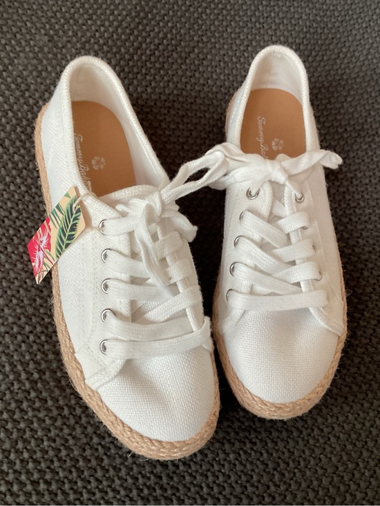 Tommy Bahama Shoes - Tommy Bahama White Canvas Espadrille Lace-Up Sneakers with Jute Trim